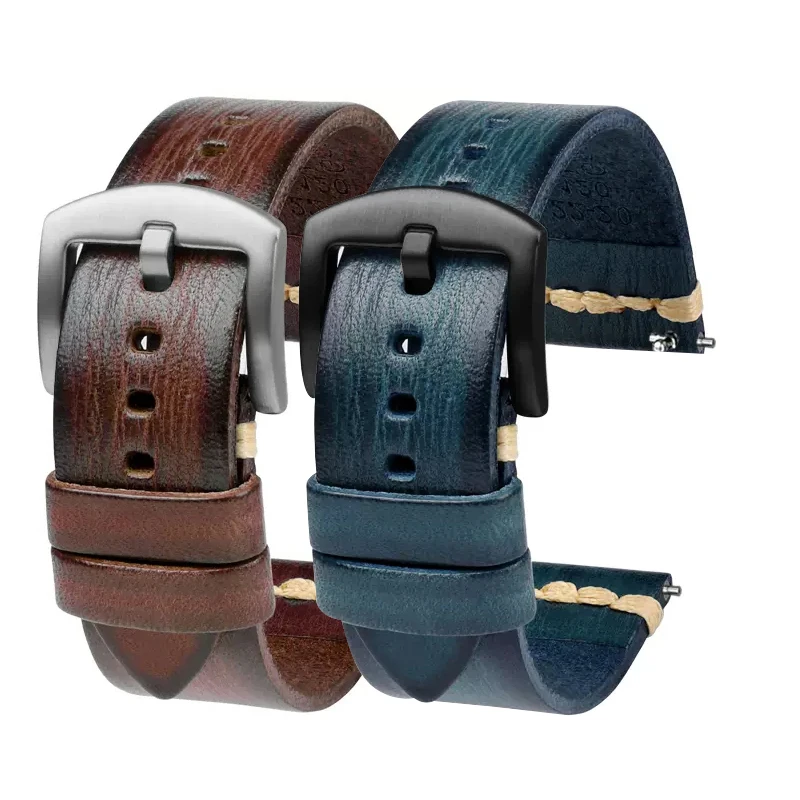 Vegetable Tanned Leather Watch Straps 20mm 22mm 24mm Men Calfskin Watch Band Bracelet Handmade Watch Accessories