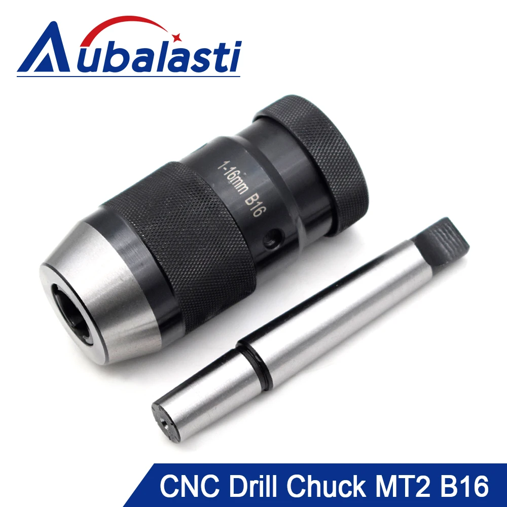 Aubalasti 1/32-1/2 Inch Keyless Drill Chuck With MT2 B16 Shank JT33 Arbor for CNC Tool Machine