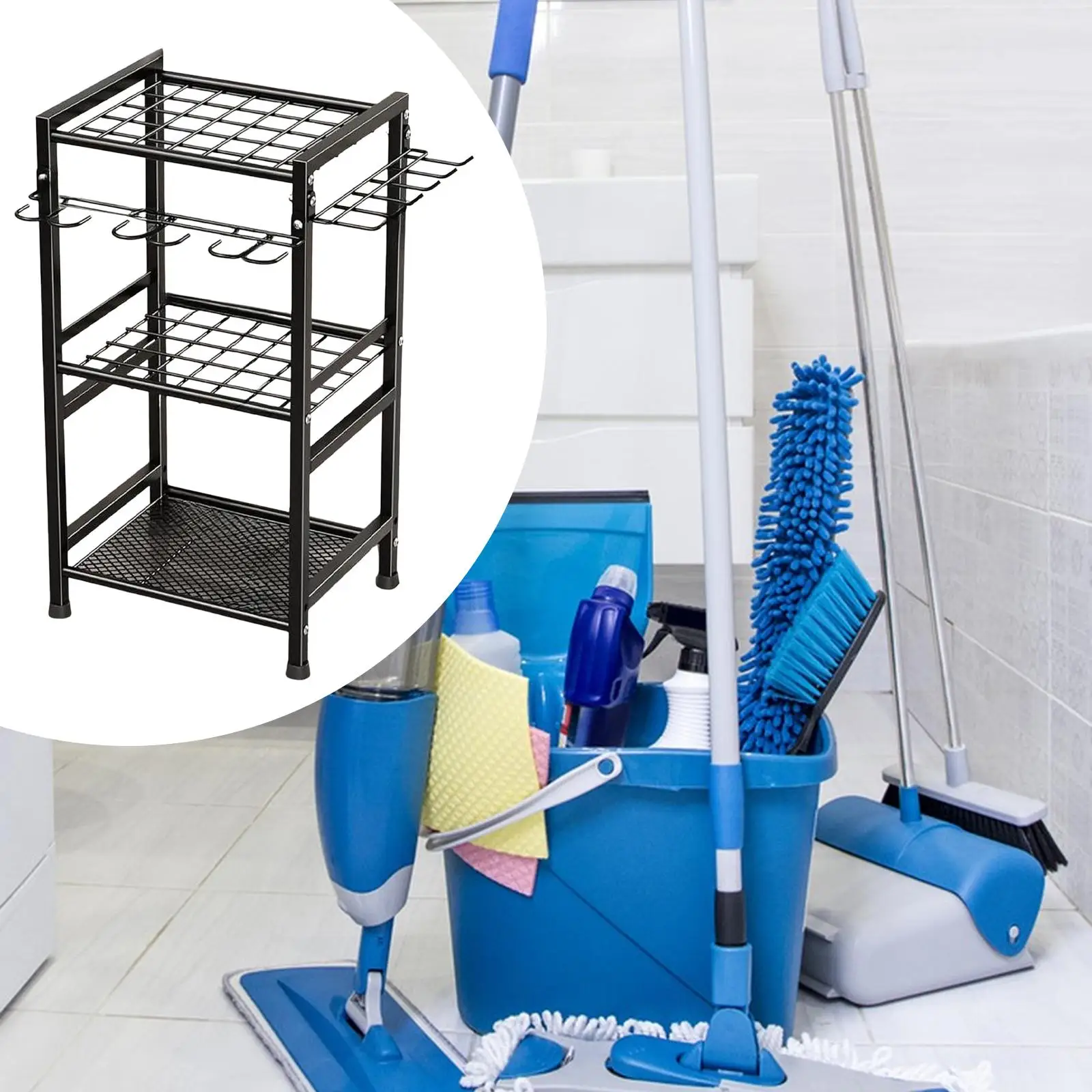 

Garden Tool Organizer Easy to Install with Hooks Indoor Outdoor Yard Tool Storage Rack for Basements Gardens Patios Garage Shed