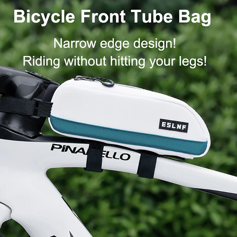 

White Bicycle Front Tube Bag Large Capacity Narrow Waterproof Cycling Storage Bags MTB Mountain Road Bike Accessories