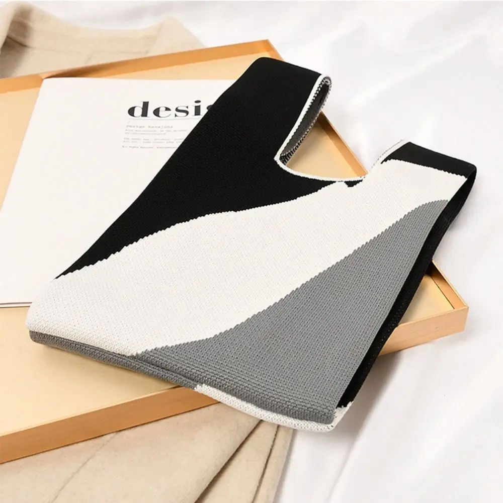 Mini Shoulder Bag Women Girls Handmade Tote Bag Knit Handbag Knot Wrist Bag image 6