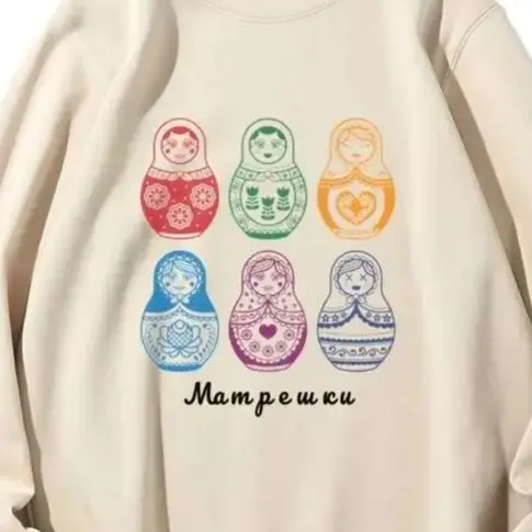 

Retro Vintage Sweatshirt Graphic Hoodies Y2K Casual Daily Wear Unisex Versatile Stylish Pullover Russian Style Matryshka