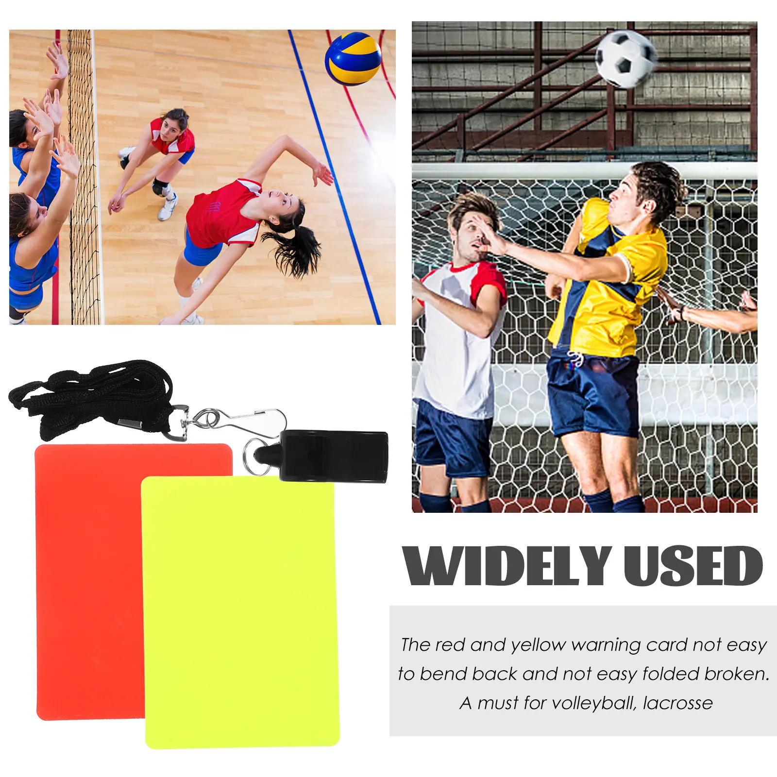 1Set Red Yellow Cards Referee Kit Lightweight Soccer Whistle Lanyard Portable Football Match Referee Accessory
