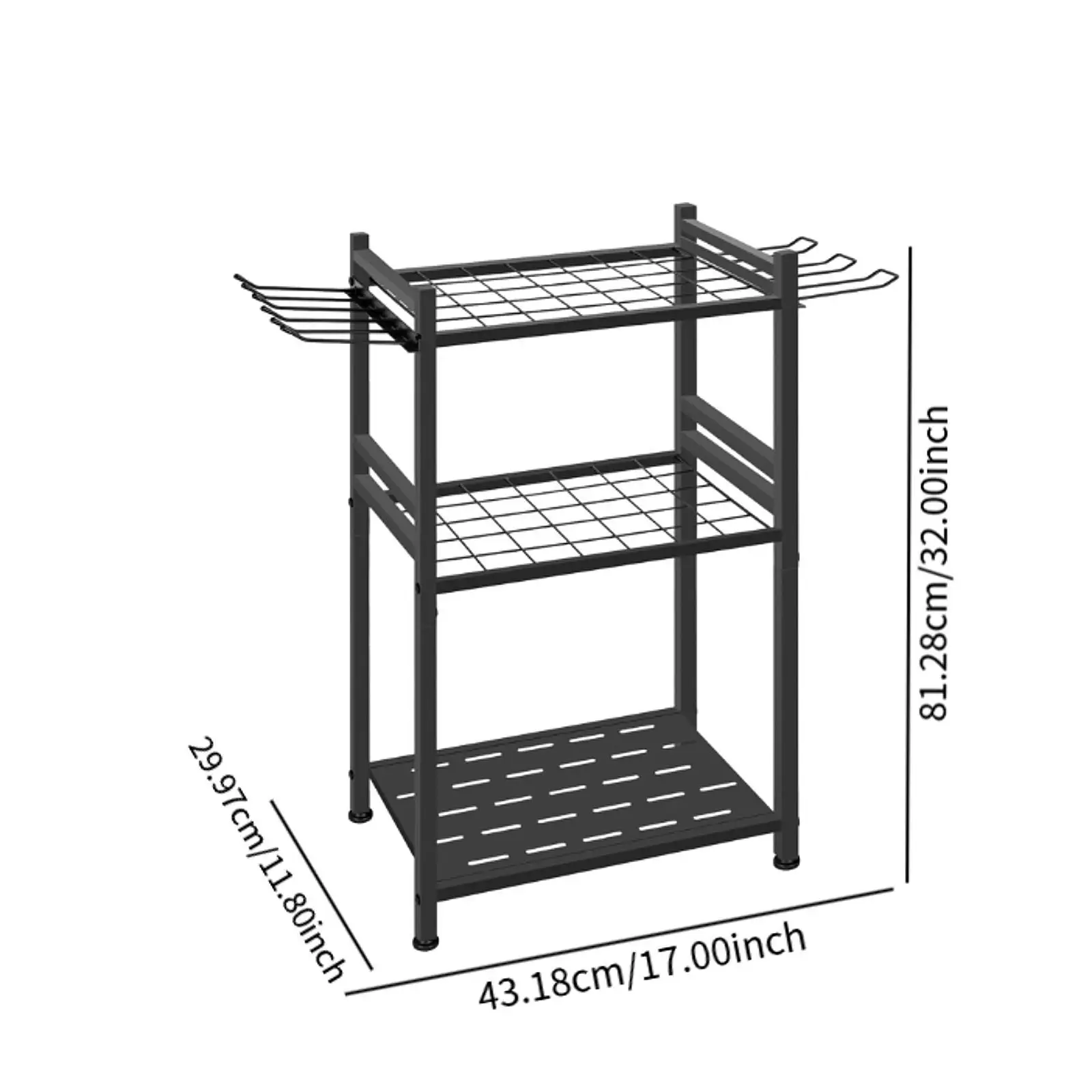 Compact Yard Tool Stand Sturdy Metal Rack Space Saving Organizer for Outdoor Garden Shed Tools