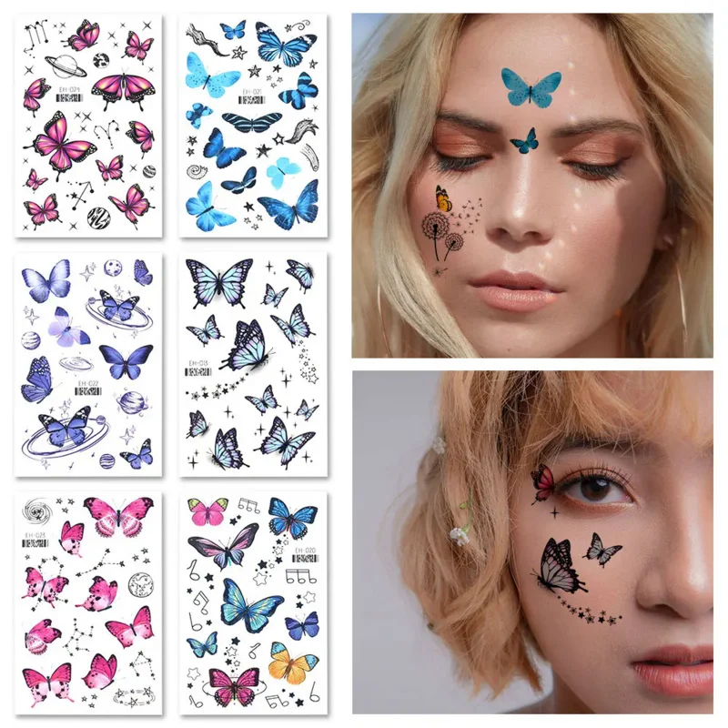 

Colorful Face Stickers Sweet Fresh Butterfly Temporary Tattoo Stickers Waterproof 3D Tattoo Stickers Women Body Art Decoration