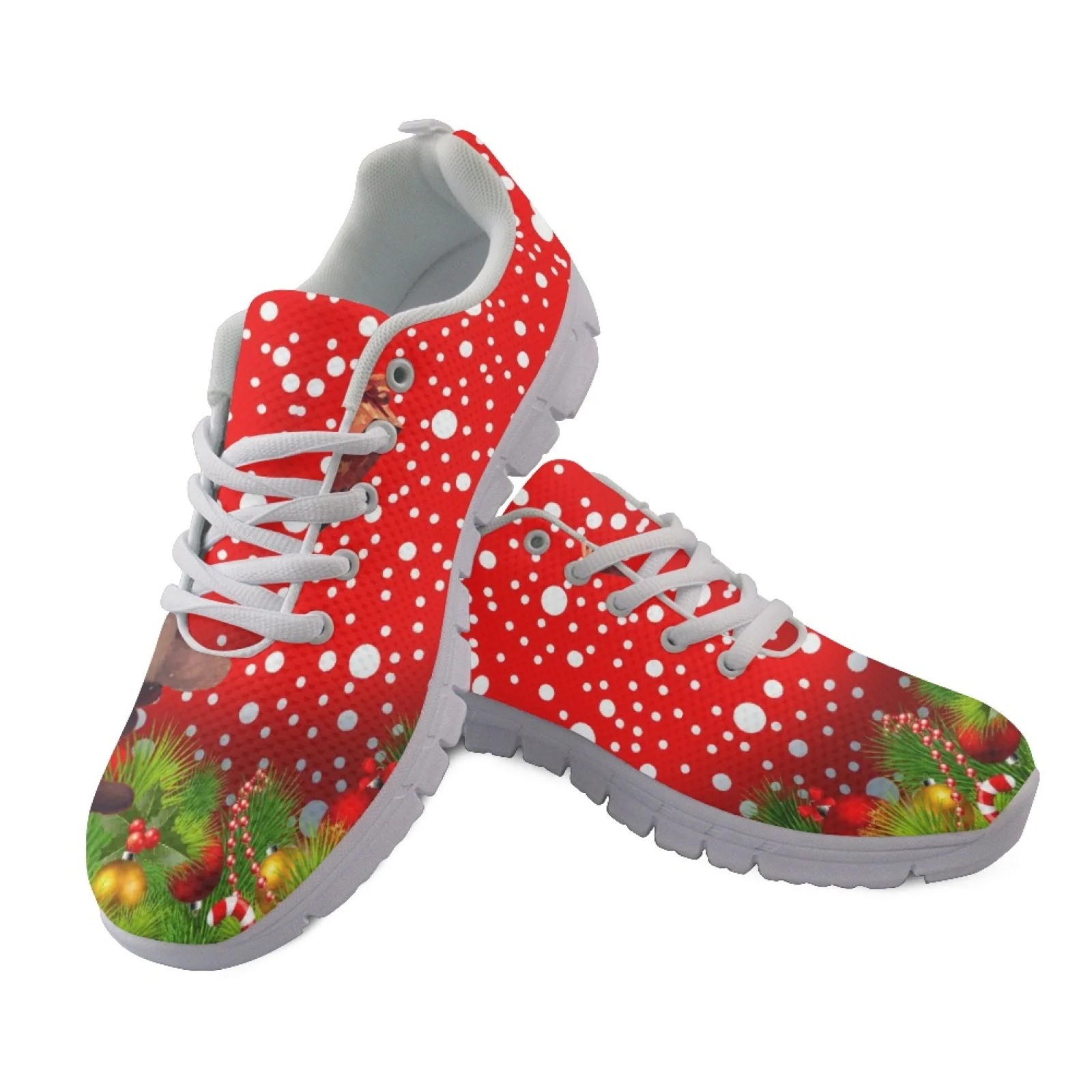 Belkoepel Santa Claus Kerst Sneaker Voor Vrouwen Sportschoenen Causaal Reizen Veters Ademend Wandelschoenen