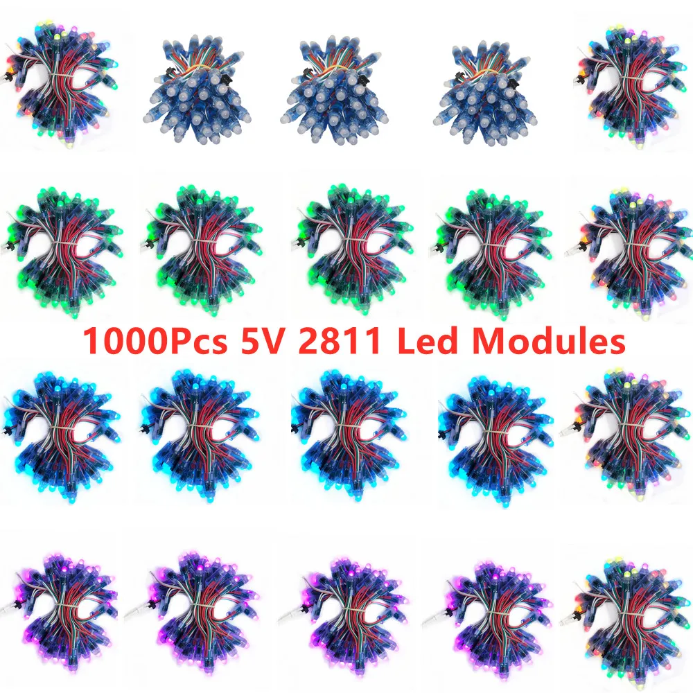 500 pz-1000 pz 12mm DC5V WS2811 IC RGB Full Color Digital Pixel Light modulo LED IP68 impermeabile Christmas String Light Kit completo