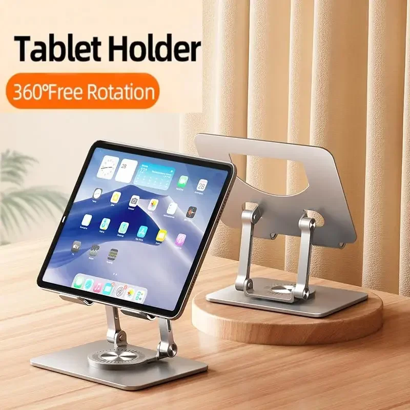 360° Rotatable Tablet Stand Adjustable Foldable Desktop Stand Holder Compatible For 4.7-12 Inch Ipad Pro/Air/Min Laptop Tablet