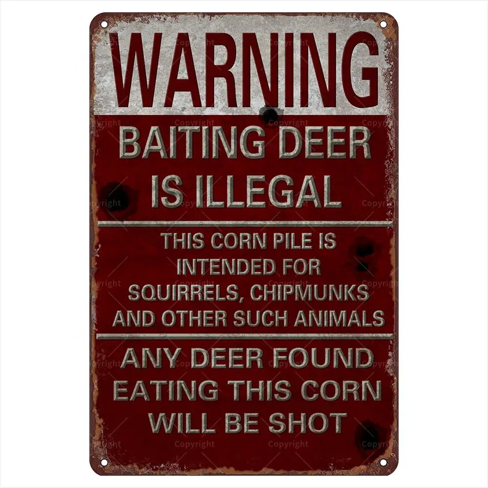 Y1,Waring Retro Metal Tin Signs, 12”* 8”, Waring Baiting Deer Is Illegal Vintage Sign, Funny Wall Art Interior Decoration, Meta