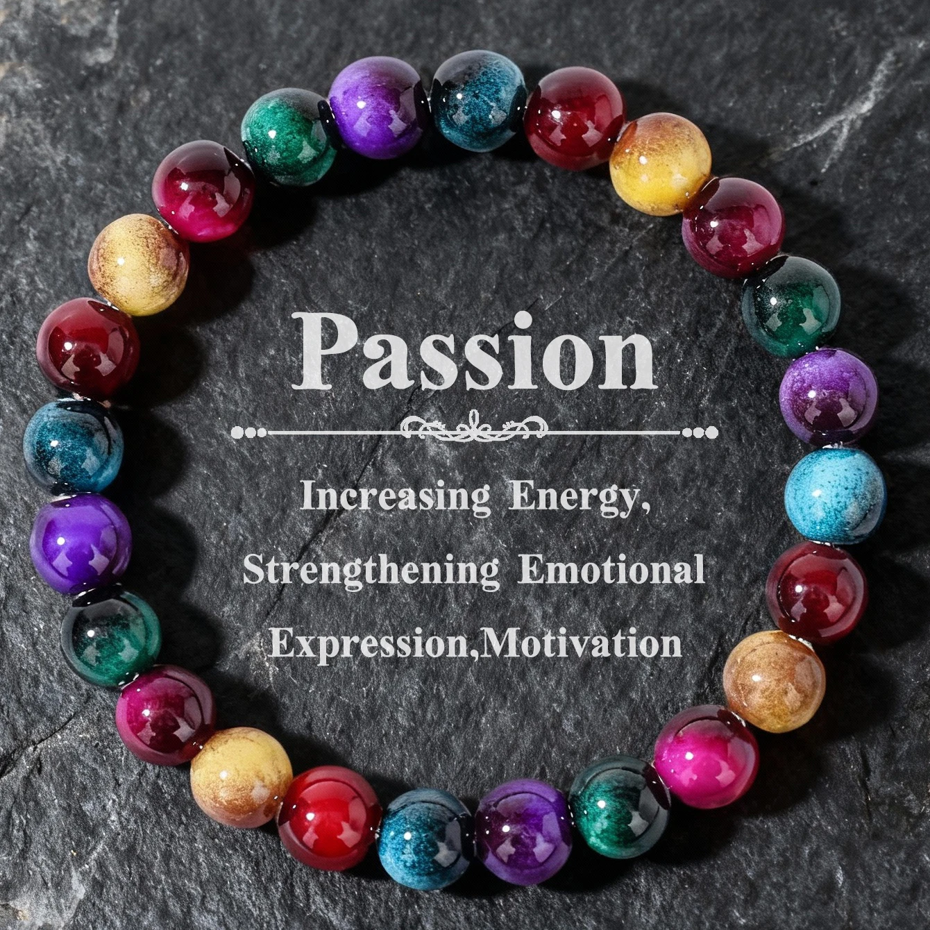 Punk Jewellery Winter Passion Boho Colorful Tigers Eye Glass Elastic Bracelets for Women Beaded Bangles Pulsera Mujer