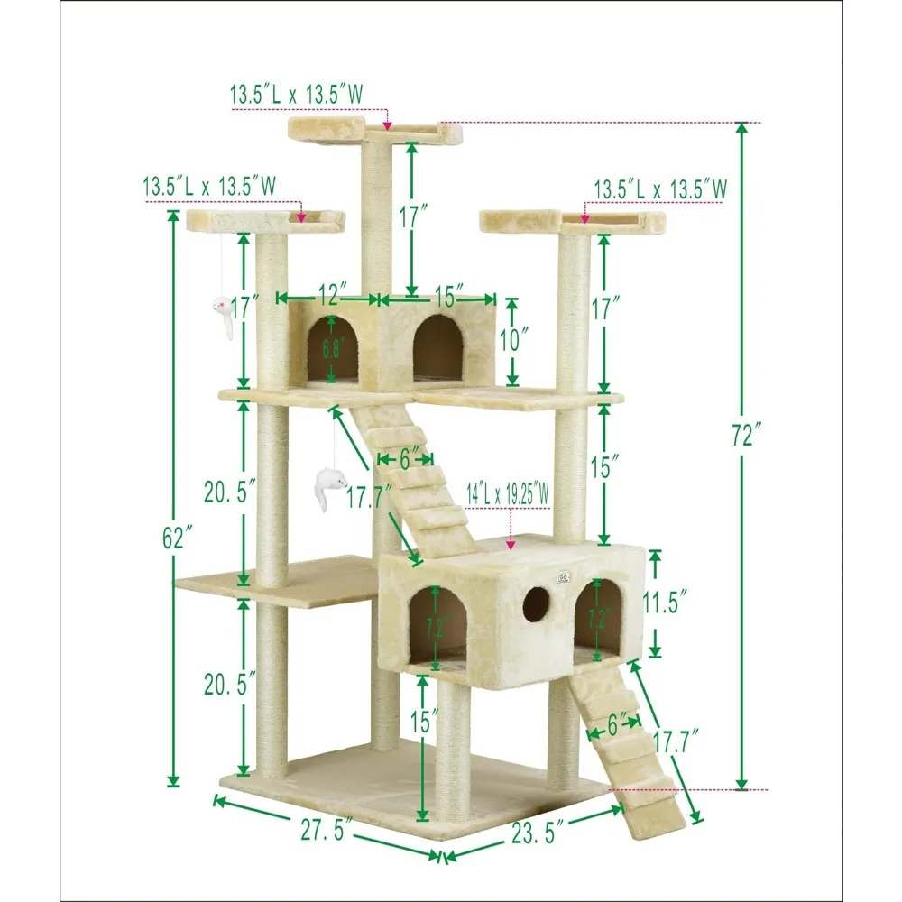 Imagem -05 - Cat Tree Super Espaçoso para Condomínio Montagem Fácil Extra-grande Placa Base para Máxima Força e Estabilidade Entrega Gratuita