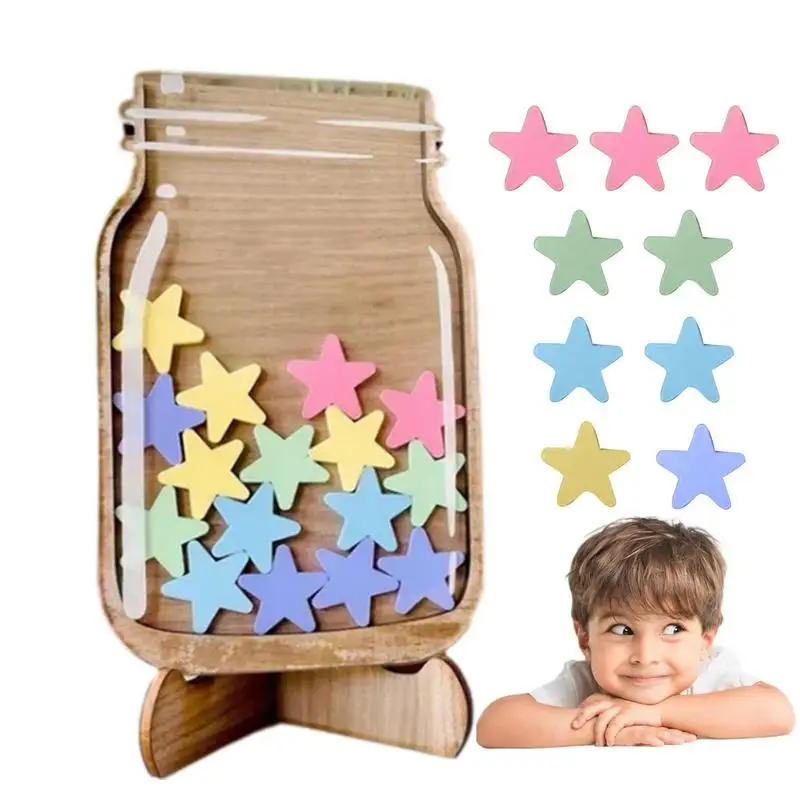 1 Piece-Kids Reward Jar With Star Classroom Reward Jar With 25pcs Tokens Chore Chart Gifts For Kids Birthday Gift