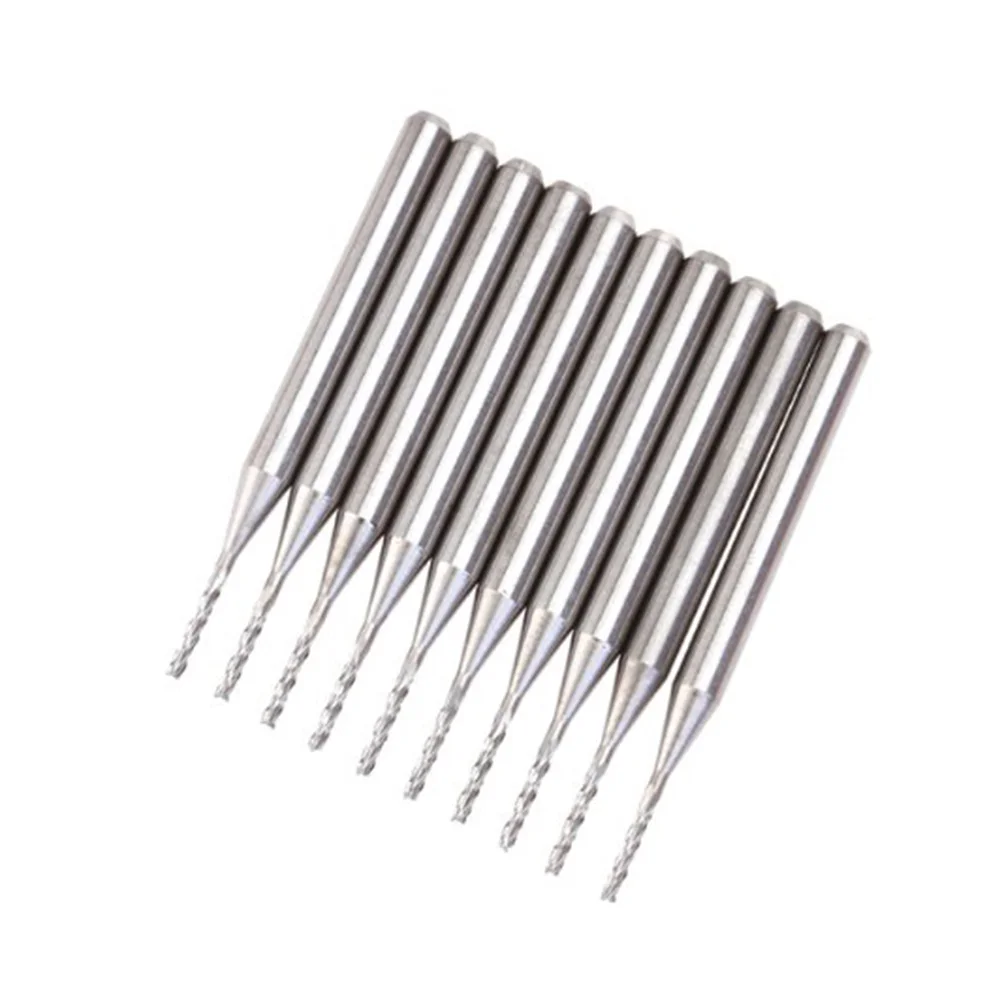 10 قطعة 1.0 مللي متر سبائك قاطعة المطحنة التنغستن شفرة فولاذية ل Pcb الحفر الألياف الزجاجية الألومنيوم البلاستيك الخشب كربيد نهاية مطحنة