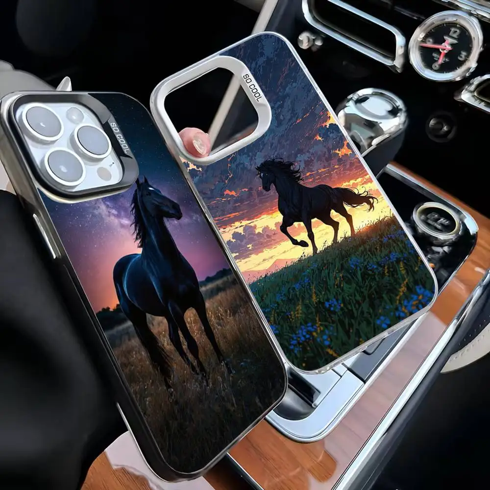 

The Black Horse Phone Case For iPhone 16,15,14,13,12,11,Mini,Pro,MAX White Matte Shockproof Cover