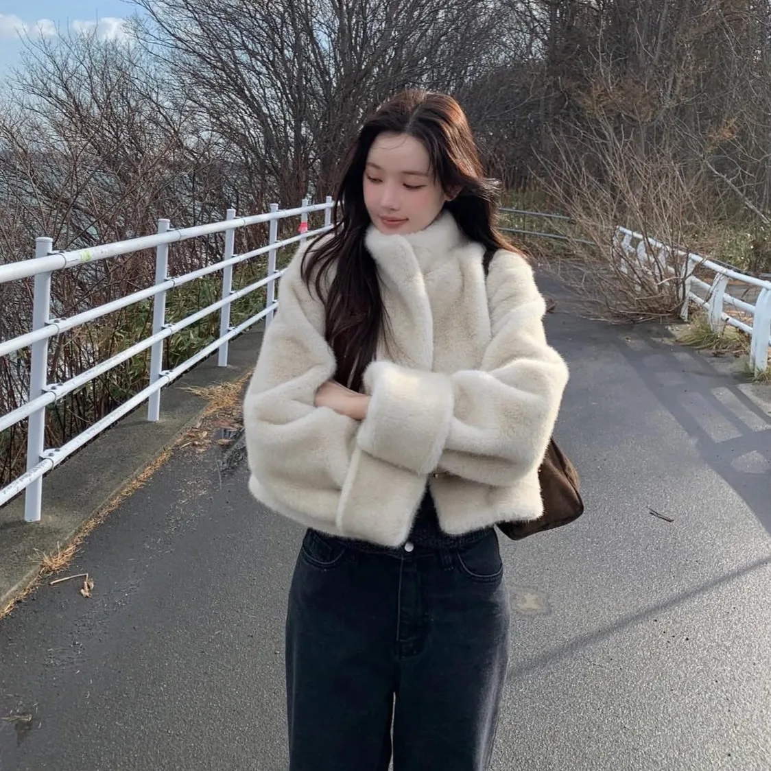 Abrigo elegante ort de lujo para mujer, prendas de vestir exteriores de piel cálida, chaqueta acolchada coreana para primavera, Otoño e Invierno para mujer