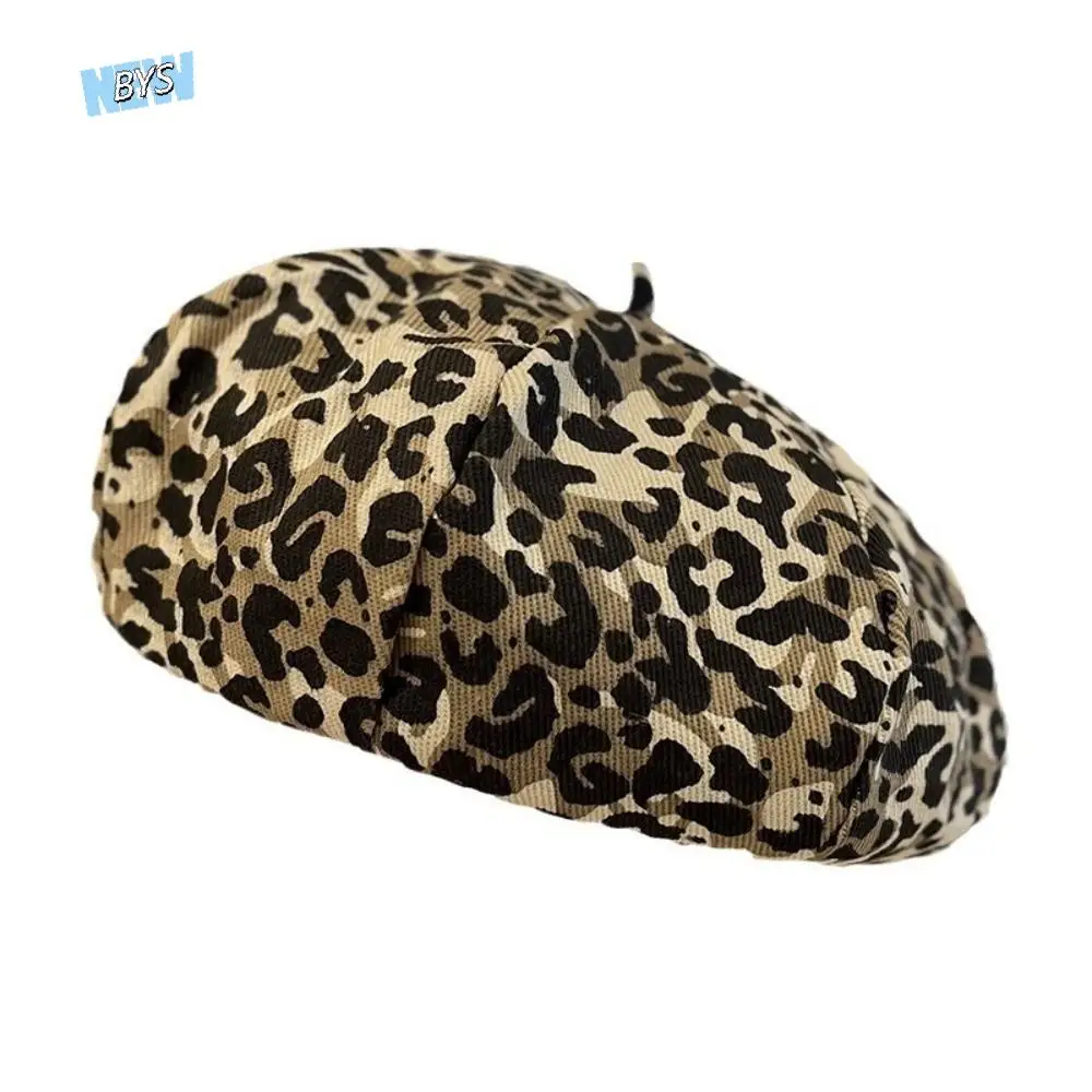 

Модный берет с леопардовым принтом и облаком Y2K, восьмиугольная кепка в корейском стиле, классическая универсальная шляпа художника на открытом воздухе
