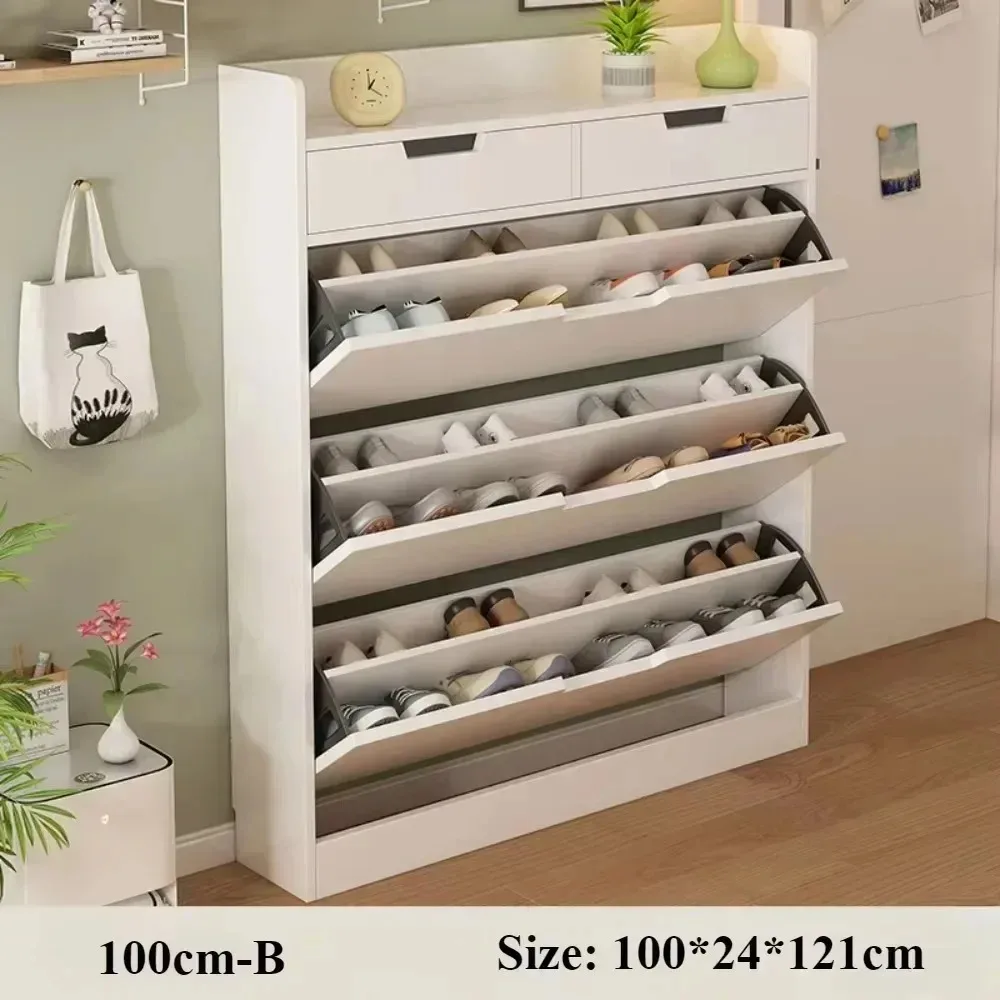 Narrow Shoe Cabinet Wooden Multifunctional Large Capacity Storage Cabinet Simple Shoe Rack Sturdy and Stable Dustproof Shelf