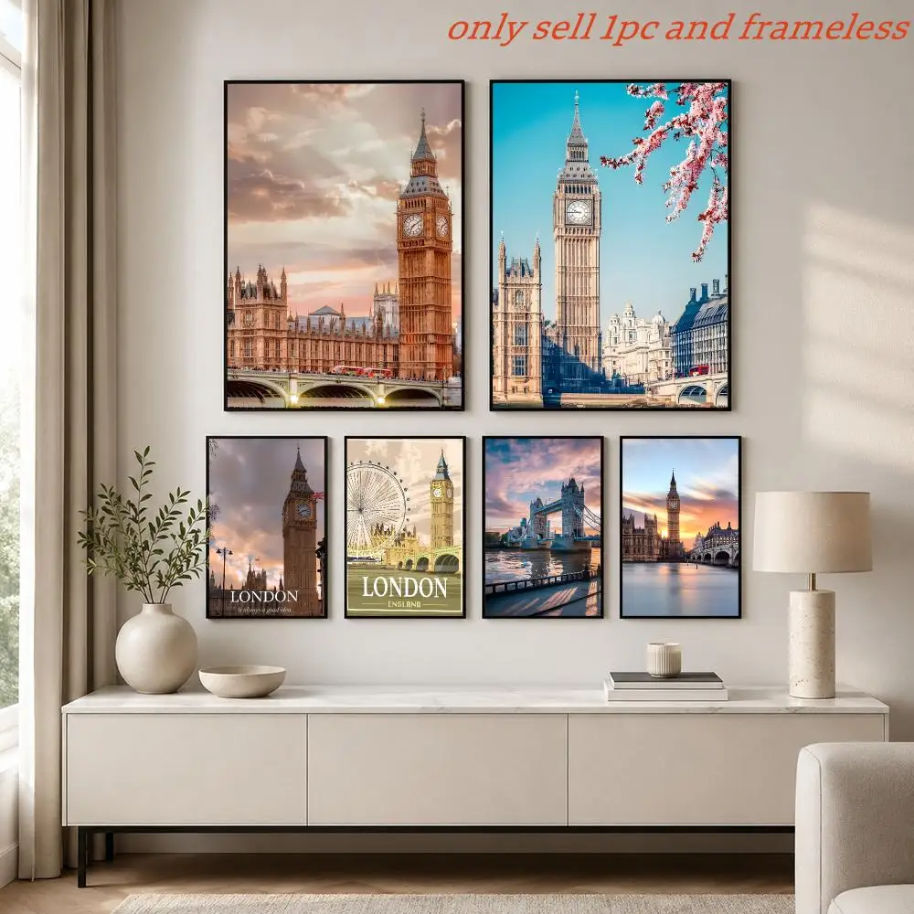 Poster Prints Cover Painting Wall Art Picture Living Room Home Decor London A modern technological metropolis