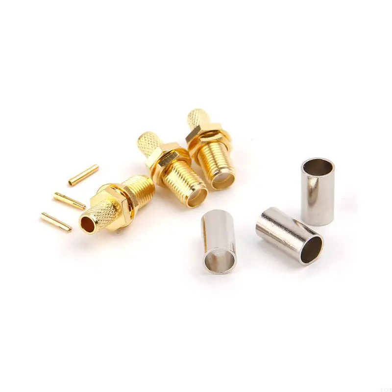 10PCS SMAメスナットバルクヘッドクリンプRG RG142 LMR195 RG400用のRFコネクタ