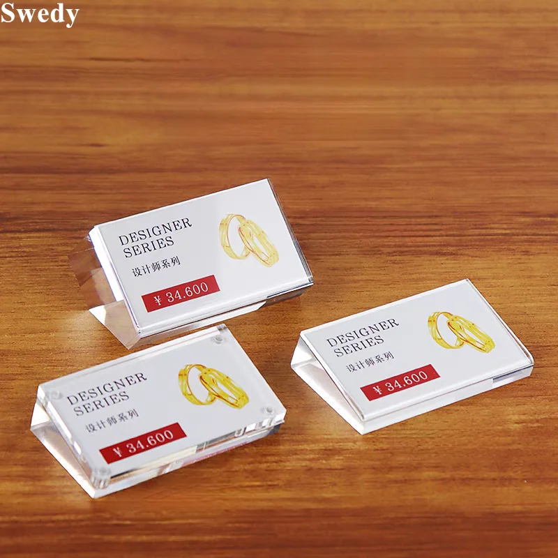 Mini Magnetic Clear Acrylic Sign Holder Display Stand Plastic Name Card Holder Price Card Tag Menu Label Holder Stand