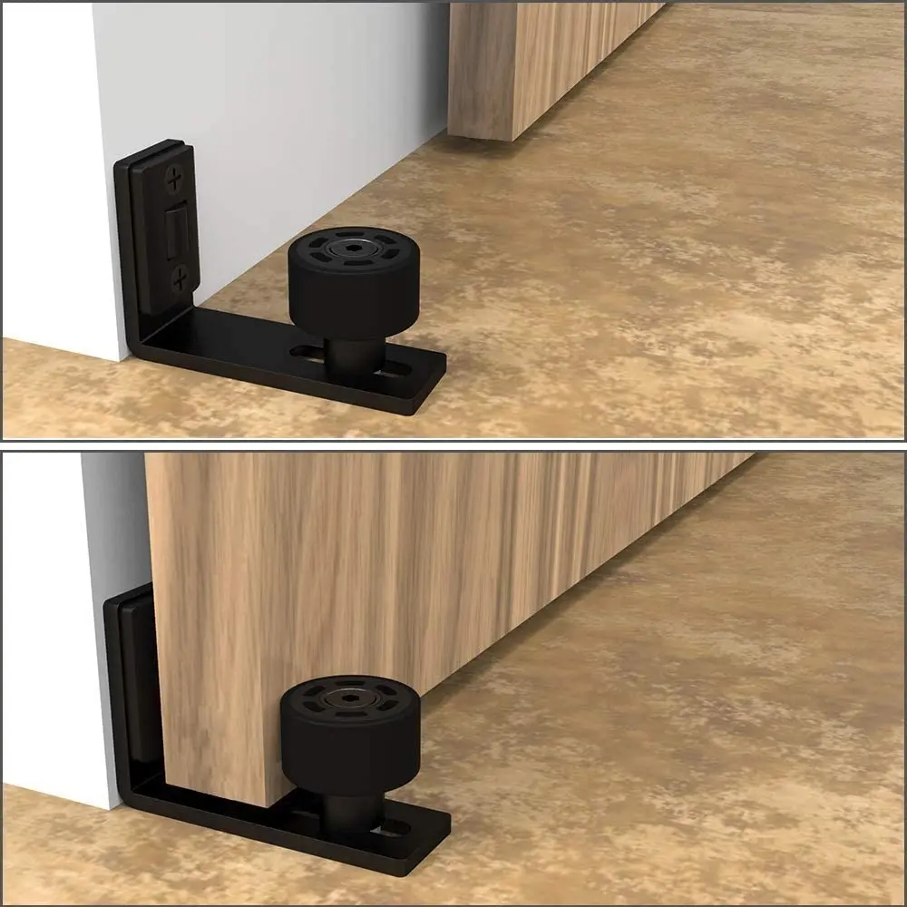 LWZH Adjustable Sliding Floor Guide Rail Stopper Black Wall Door Bottom Guide For For Sliding Barn Door Rail Accessories