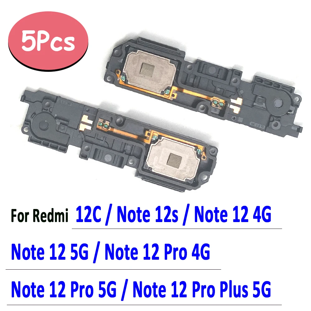 

5Pcs，NEW Loudspeaker bottom Loud Speaker Sound Buzzer Ringer Flex Cable For Xiaomi Redmi 12C Note 12S 12 4G 12 Pro Plus 5G