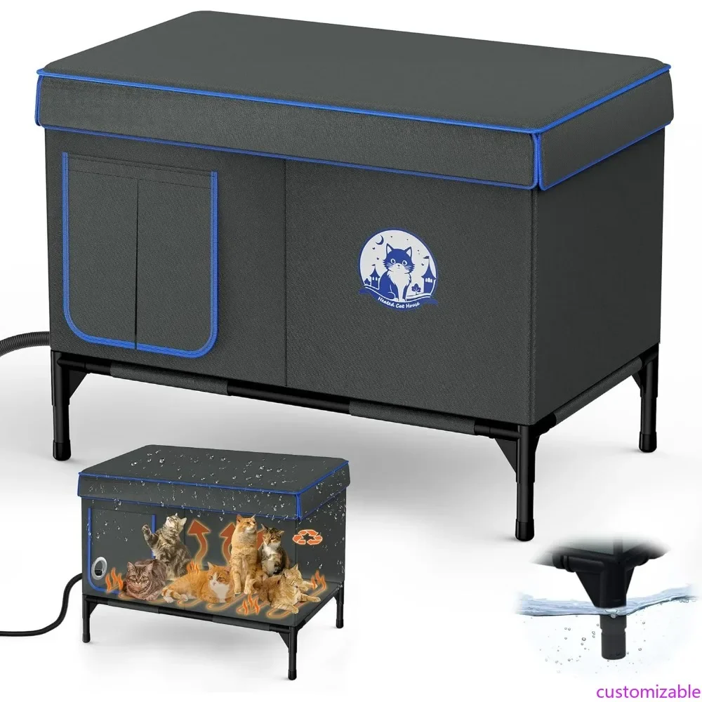 

XXL Waterproof Insulated Outdoor Cat Shelter with Heating Pad and Escape Door for Winter