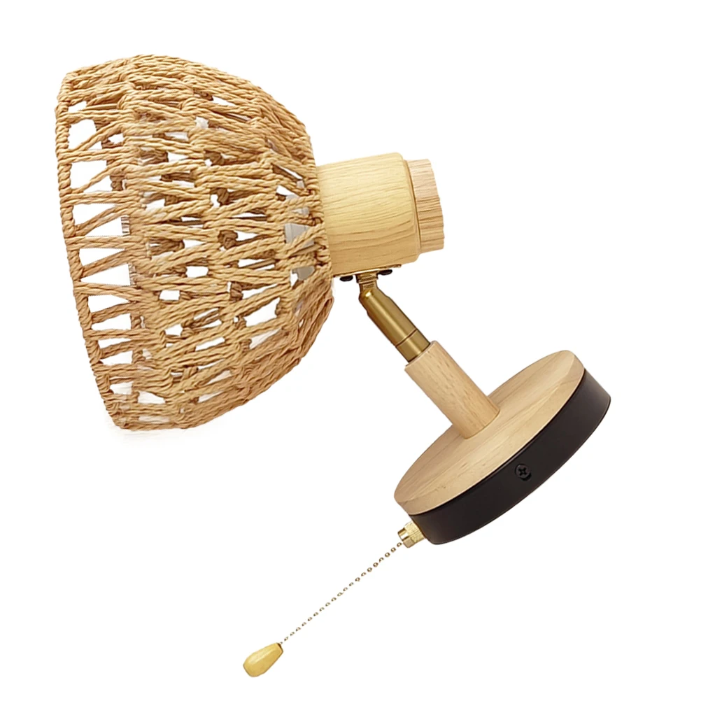 

Rattan Wall Wicker Decorative Light Sconces Retro Rattan Light Fixture Farmhouse Bedroom Living Room without BulbVintage