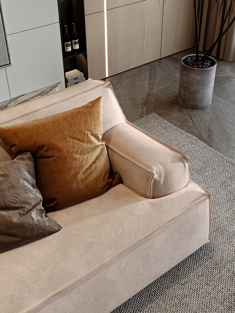 R Italian minimalist size apartment living room matte fabric Damascus sofa