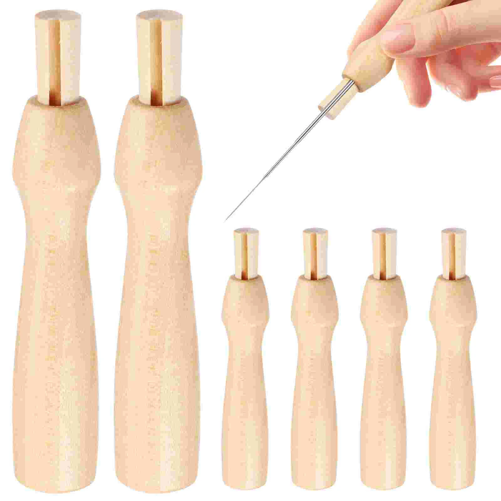 10 Pcs Wooden Handle Wool Felting Tools Needle Handles Mini Replacement Supplies