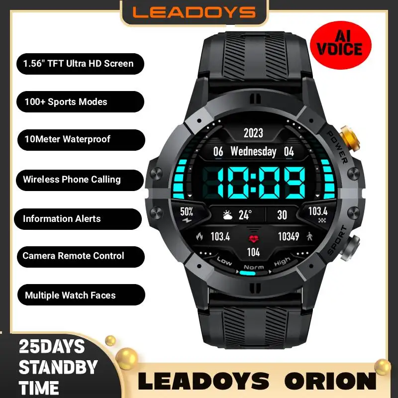 

Leadoys C29 Smart Watch with 1.52" Screen 120+ Sports ModesFitness SleepMonitoring Heart Rate SpO2 Stress Detection Bluetooth Ca