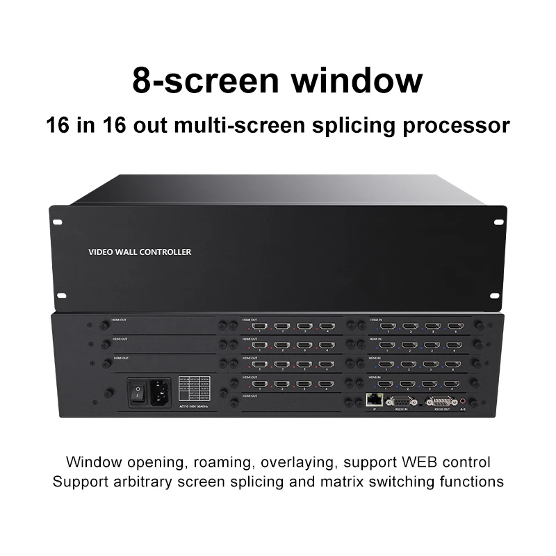 

TV Video Wall Processor HD Controller 16x16 HDCP 1080P60Hz 16put 16Out For HDMI Matrix Switcher Splicer Window WEB/RS232 Control