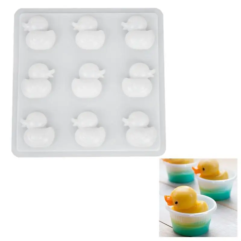 Moldes de plástico de calidad alimentaria de pato 3D, postre DIY, bandejas de PP de fácil liberación para gelatina, chocolate, Mochi y mooncakes