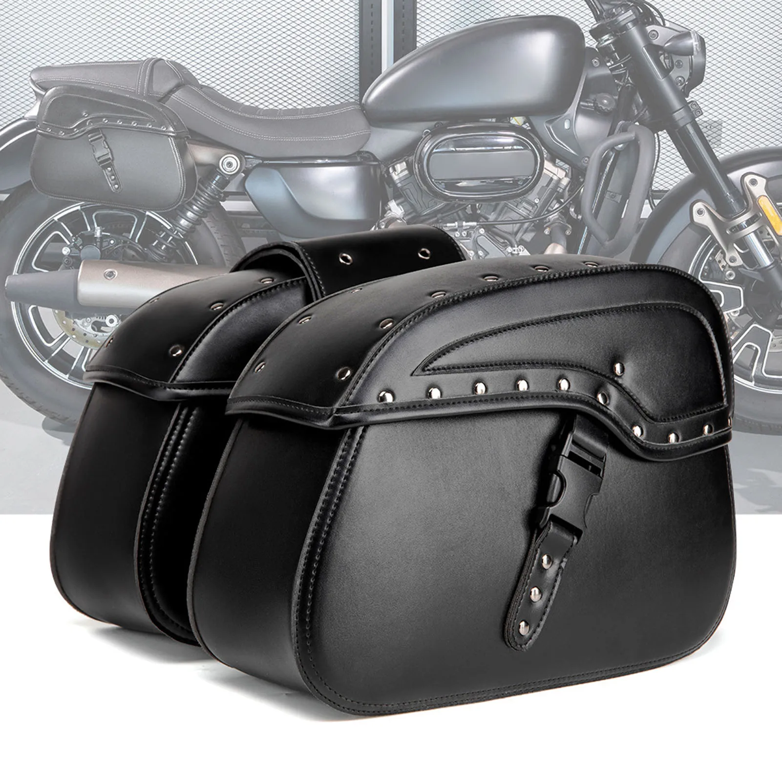 Motorbike Saddle Bags Motorcycle Saddlebags 30L Large Capacity Waterproofing Universal PU Leather Side Bags for Most Motorcycles