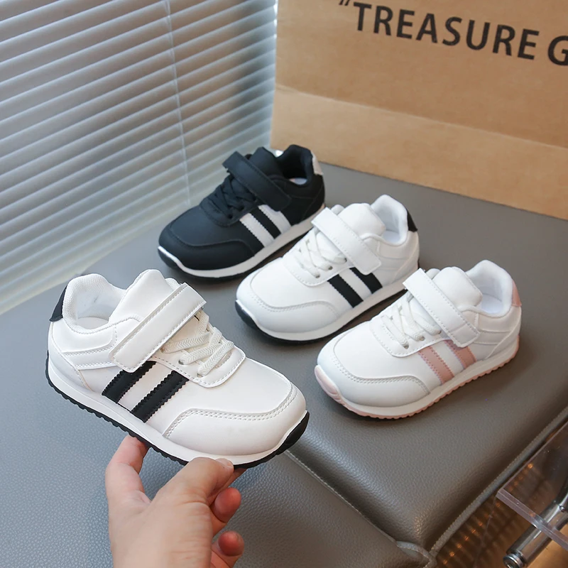 

Children Leather Patchwork Sneakers 2025 Spring Autumn New Baby Soft Bottom Casual Shoe School Sports Sneakers for Boys Girls