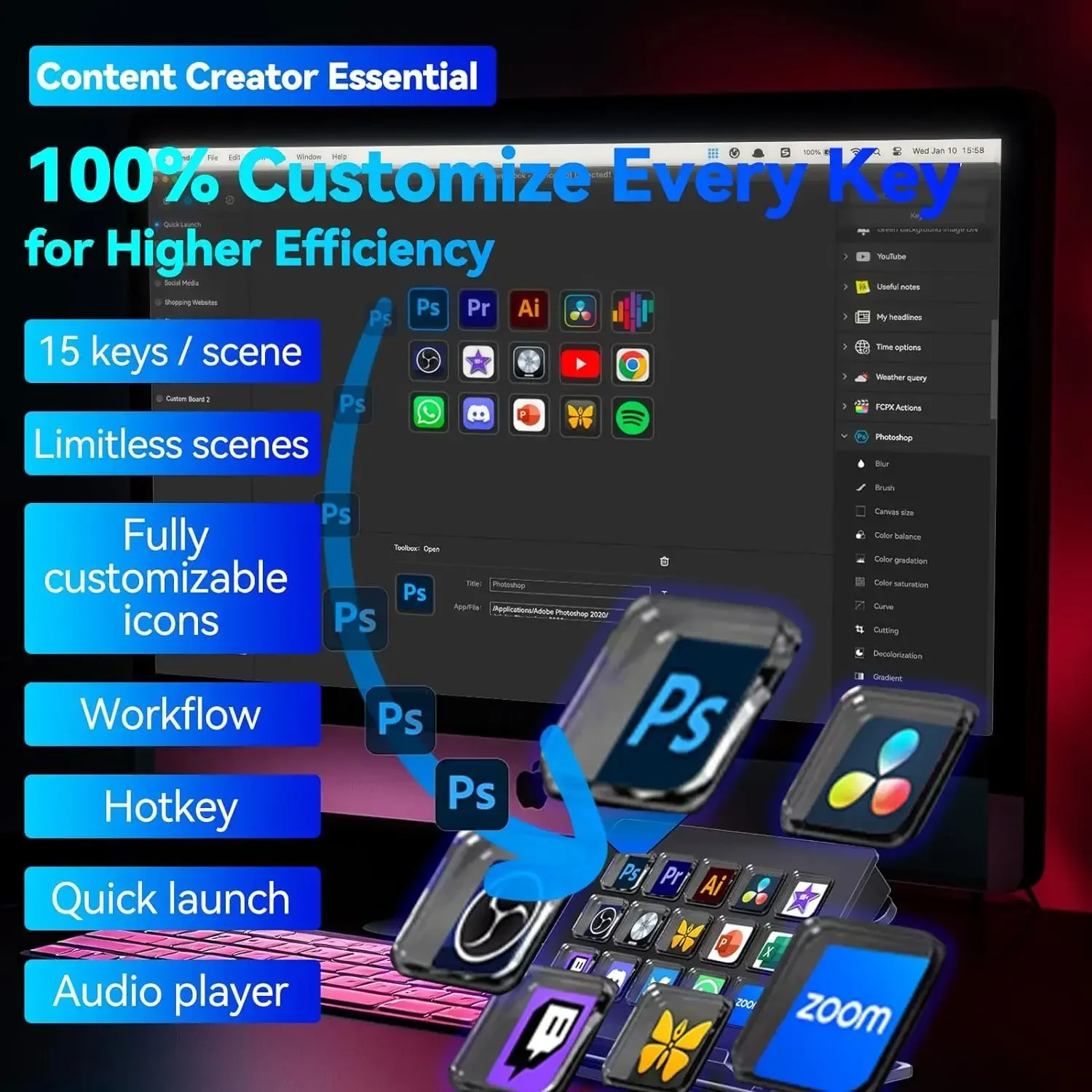 Imagem -06 - Streamdeck Mirabox n3 Teclado Visual Botão Lcd Teclas Controlador de Criação de Conteúdo ao Vivo Fluxo Deck Botão Personalizado para Win Macos