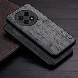 Case for OnePlus 13 13R funda bamboo wood pattern Leather new phone cover Luxury coque for OnePlus 13R case capa