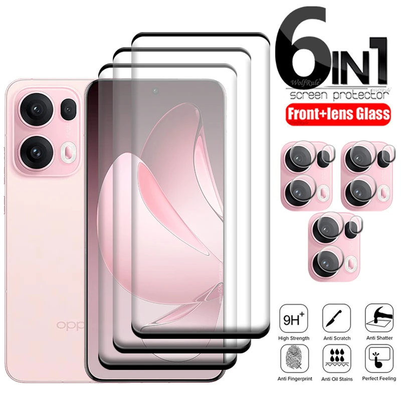 6-in-1 For Reno 13 Pro Glass For Reno 13 Pro Glass HD 9H Full Curved Cover Screen Protetor For OPPO Reno 13 Pro Global Len Glass