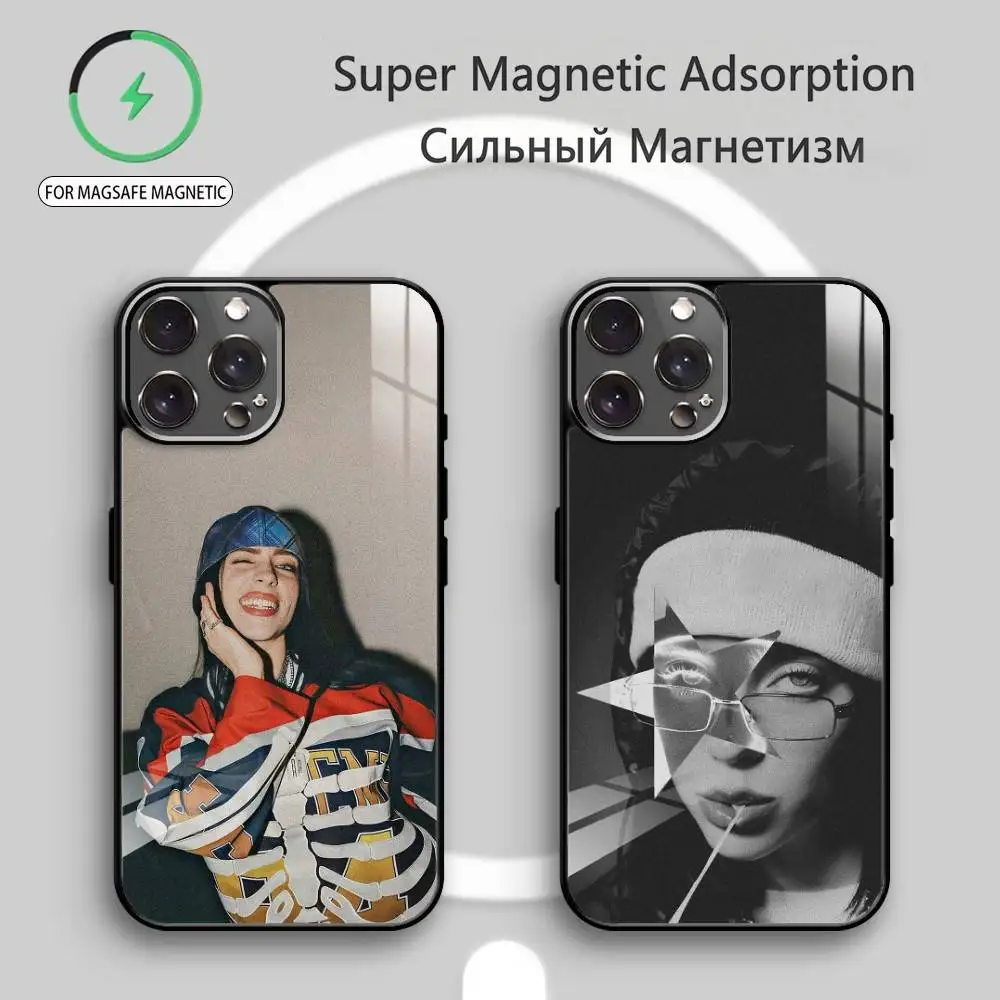 

S-Singer B-Billie Eilish Phone Case For iPhone17,16,15,14,13,12,11 Plus,Pro Max Magnetic For Magsafe Wireless Charging