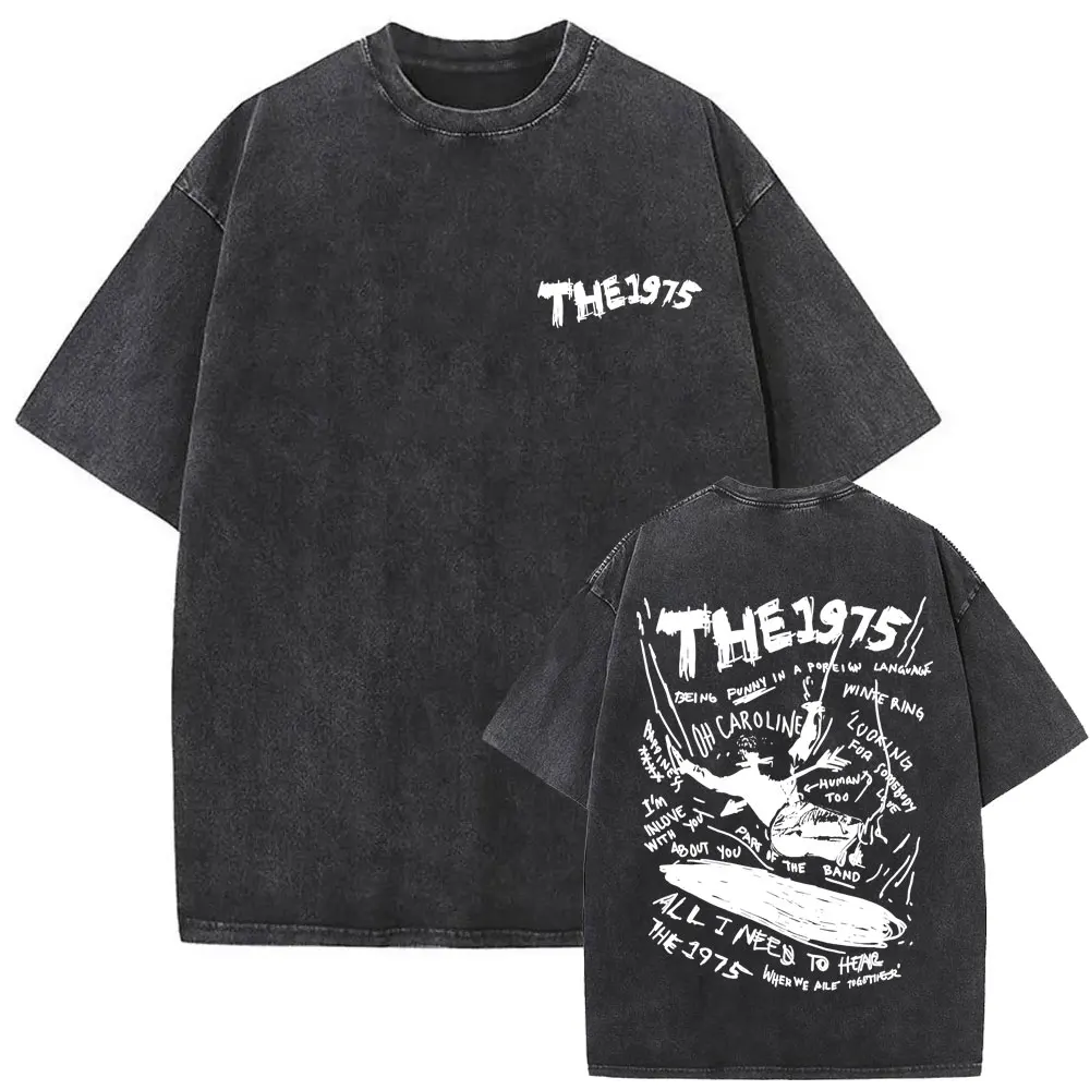 

Washed Vintage Rock Band The 1975 about You Being Funny in A Foreign Language Graphic T-shirt Men Women Fashion Oversized Tshirt