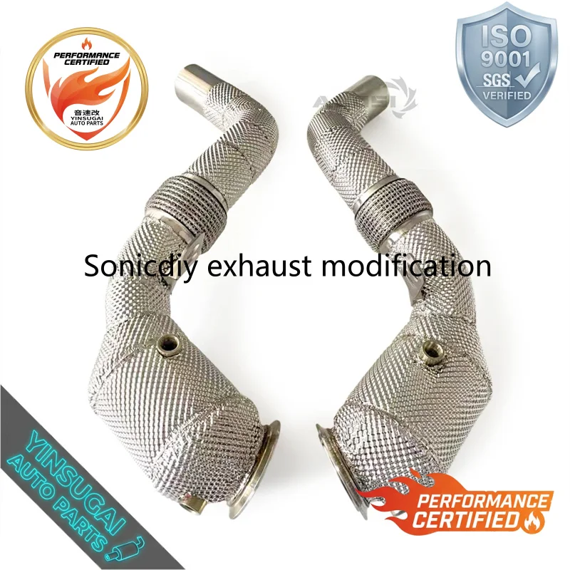 High Performance 1.5mm Thick Stainless Steel Smooth Finish Downpipe for BMW M550/M550i G30/N63 4.4T 2017-2020 Heat Exhaust Pipe