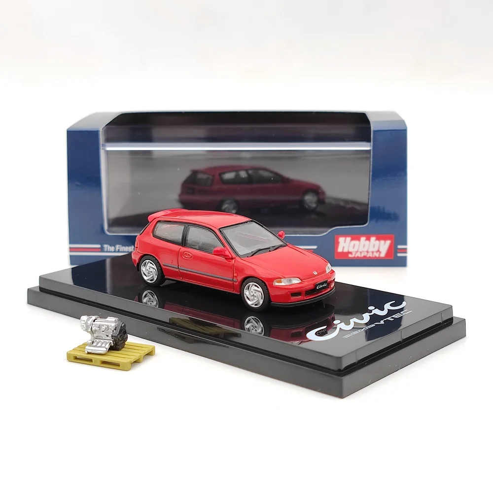 Hobby Japan 1:64 para Civic (EG6) con motor, modelo de pantalla rojo HJ641017GR, juguetes fundidos a presión, regalos de colección de coches