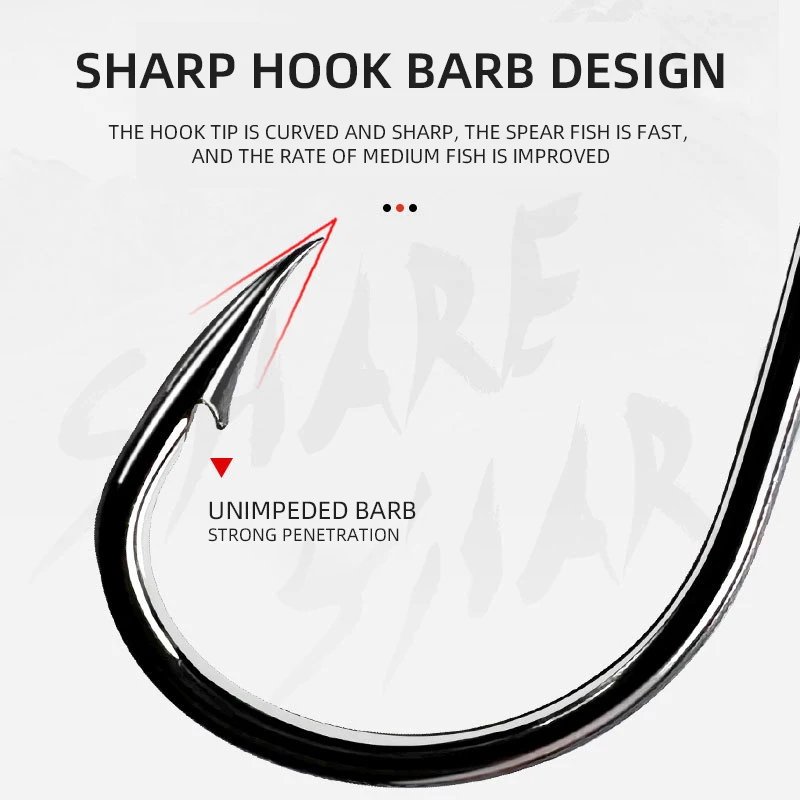 400Pcs Boxed High Carbon Steel Fishing Hooks Wide Gap Offset Fishing Hook Set for Saltwater and Freshwater with 10 Sizes image 4