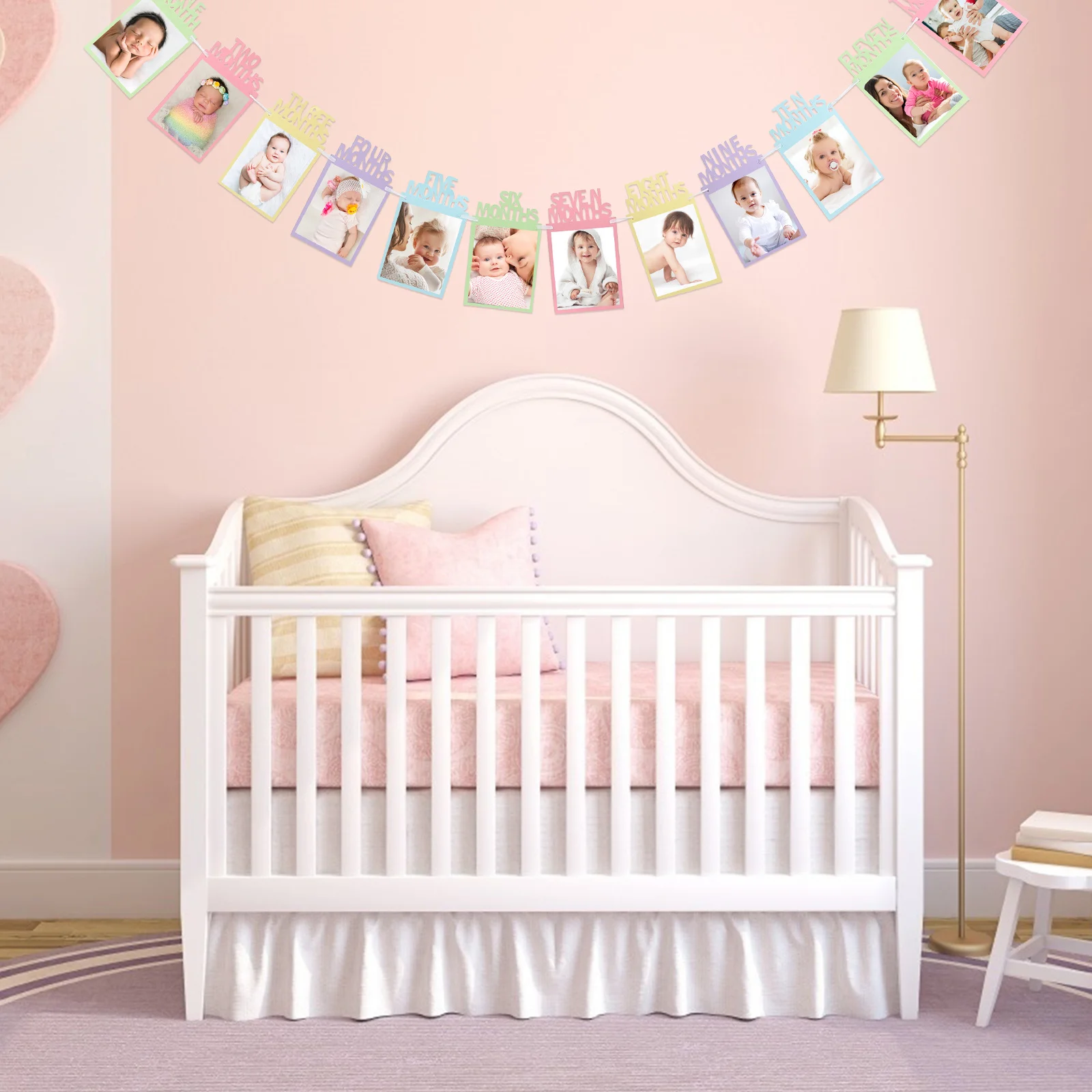 

2 pcs Photo Banner Frame For Decoration Hanging Bunting Garland 1St Birthday Boy Decorative Banner Birthday Buntings