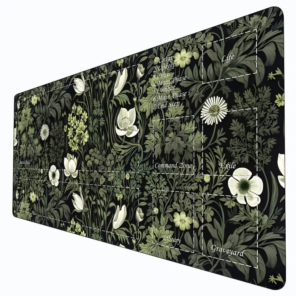 

Ретро цветочный узор Magic Card Battle Game Mat с зонами mtg Playmat настольный коврик Commander Playmat подходит для семейных встреч
