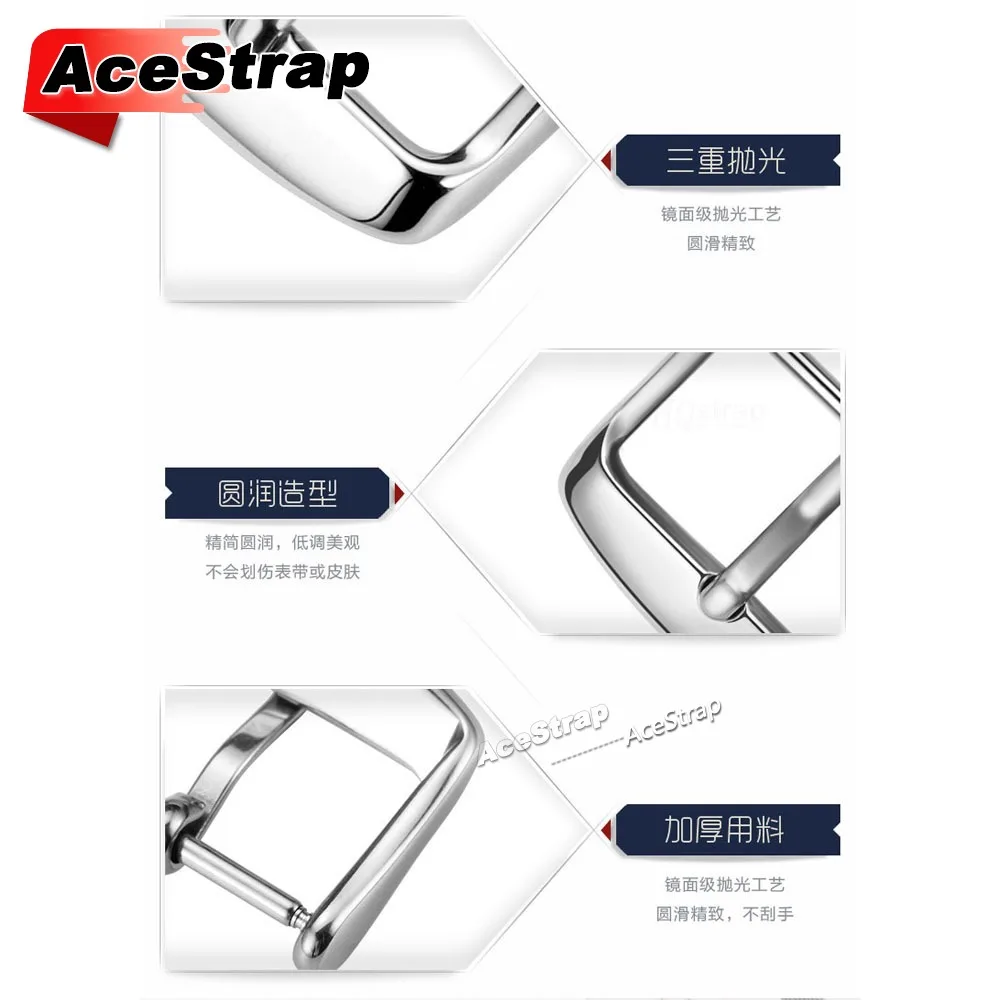 1/3/4pcs 14/16/18/20/22mm Watchbands Buckle Stainless Steel Pin Clasp 2mm Metal Button Silicone Leather Nylon Strap Watch Buckle - view 4