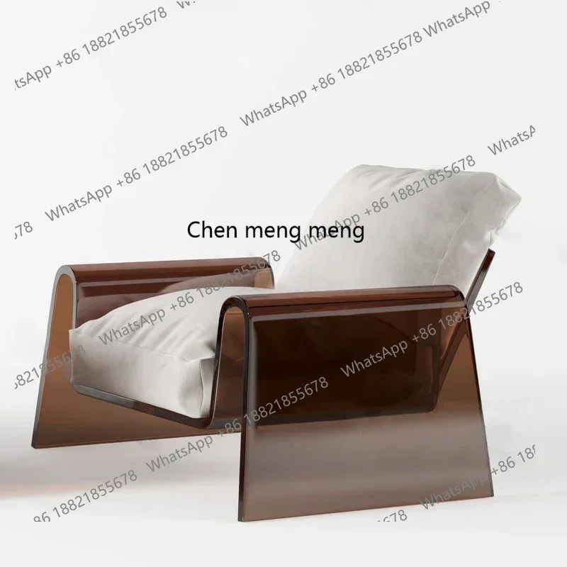 Nordic Brown Acrylic Leisure Sofa Modern Light Luxury Sample Transparent Material Single-Seat Sofa Chair