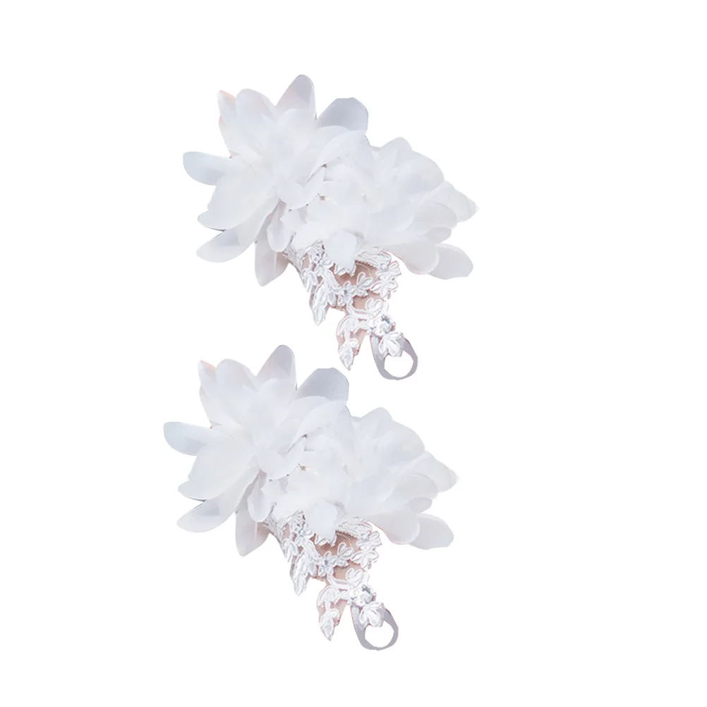 1 زوج الأميرة زهرة قفازات بيضاء قصيرة الدانتيل تقليم الزفاف تأثيري حزب حجم الحرة زهرة المعصم أنيقة