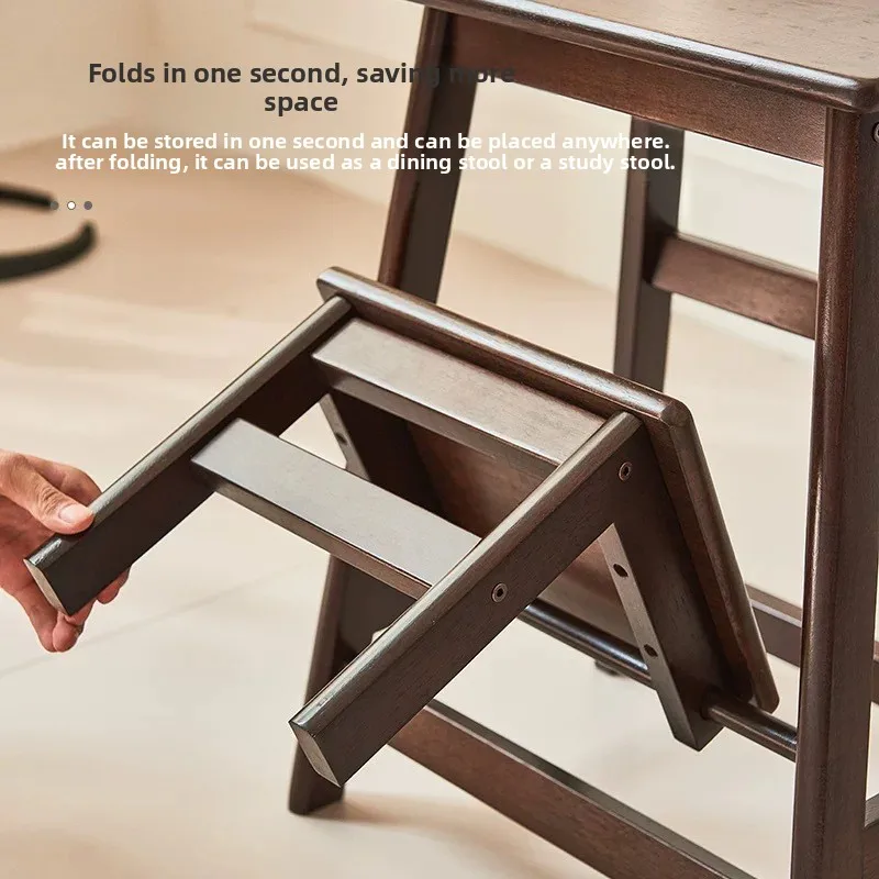 Échelle en bois massif épais, tabouret, escaliers d'escalade à double usage, petite échelle