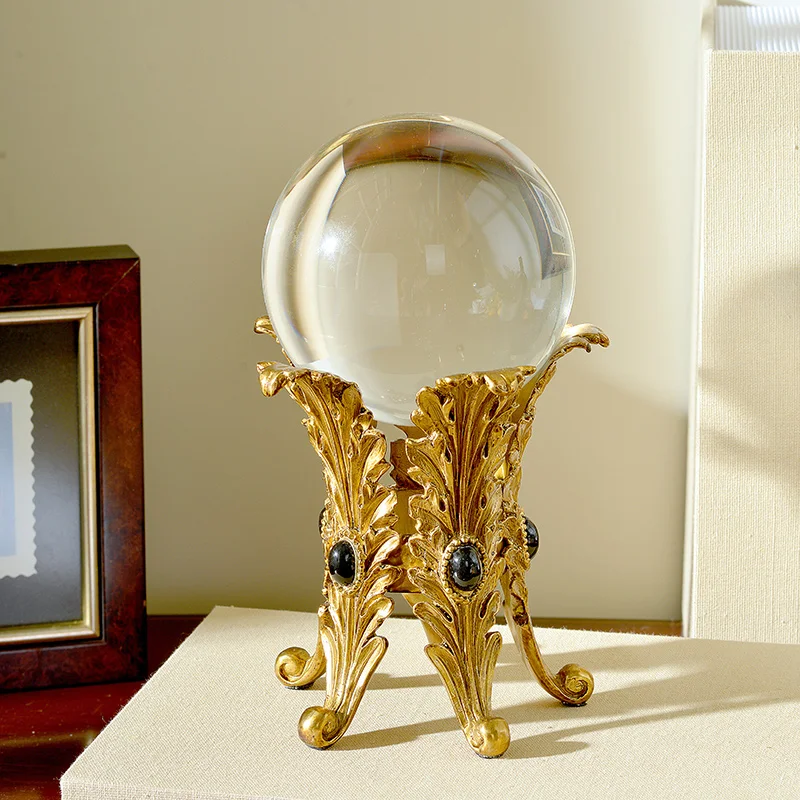 European-style American crystal with copper crystal ball soft decoration, luxury decoration in the entrance of the villa living